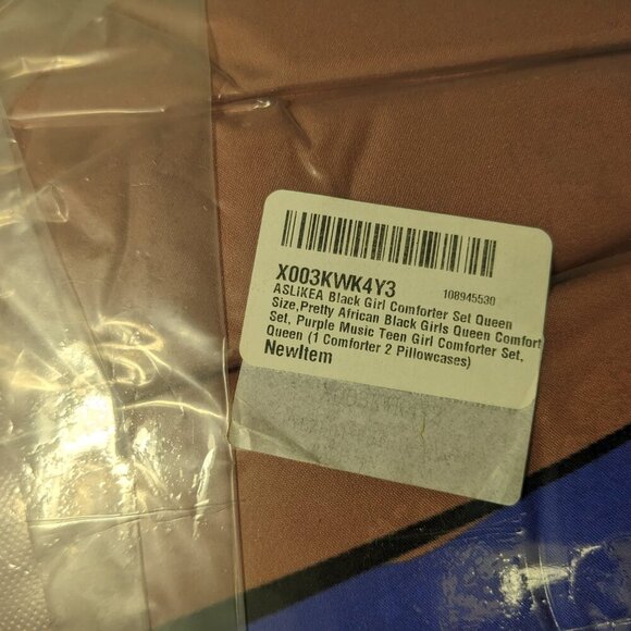 NEW- Size Queen -ASLIKEA African American Comforter Set -Music Teen Girl- Purple - Picture 2 of 4